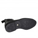 Botines para mujer en piel negra con elasticos y tacon 3 - Tallas disponibles:  42, 43, 45