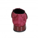 Mocasin con punta cuadrada y tachuelas para mujer en gamuza y charol granate tacon 3 - Tallas disponibles:  33, 35, 42, 43, 45