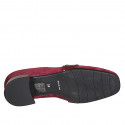 Woman's loafer with squared tip and studs in maroon suede and patent leather heel 3 - Available sizes:  33, 34, 35, 42, 43, 44, 45