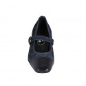 Mary Jane pour femmes en daim et cuir verni bleu avec courroie elastique talon 4 - Pointures disponibles:  35