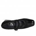 Mary Jane para mujer en gamuza y charol negro con correa elastica tacon 4 - Tallas disponibles:  32, 35, 45