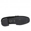 Mocassin à bout carré avec goujons pour femmes en daim et cuir verni noir talon 3 - Pointures disponibles:  32, 33, 34, 35, 43, 44, 45