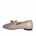 Mocassin à bout pointu pour femmes en cuir gris tourterelle avec accessoire et arc talon 1 - Pointures disponibles:  35, 42, 45
