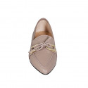 Mocassin à bout pointu pour femmes en cuir gris tourterelle avec accessoire et arc talon 1 - Pointures disponibles:  35, 42, 45