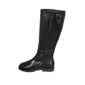 Woman's boot in black leather with zipper and feet lining in fur heel 3 - Available sizes:  32, 34, 35, 42, 43