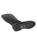 Woman's boot in black leather with zipper and feet lining in fur heel 3 - Available sizes:  32, 34, 35, 42, 43
