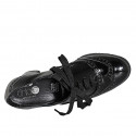 Scarpa stringata da donna modello Oxford a coda di rondine in vernice nera con plantare estraibile tacco 6 - Misure disponibili: 31, 32, 42, 45