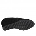 Woman's highfronted shoe with elastics and removable insole in black suede wedge heel 6 - Available sizes:  42, 43