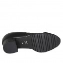 Zapato de salon para mujer con plantilla extraible, moño y puntera en piel y gamuza negra tacon 3 - Tallas disponibles:  42