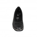 Woman's pump with removable insole, bow and captoe in black leather wedge heel 4 - Available sizes:  42