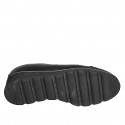 Woman's pump with removable insole, bow and captoe in black leather wedge heel 4 - Available sizes:  42