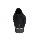 Chaussure avec fermetures èclair et semelle amovible pour femmes en daim et daim imprimé lamé noir talon compensé 3 - Pointures disponibles:  32