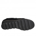 Chaussure avec fermetures èclair et semelle amovible pour femmes en daim et daim imprimé lamé noir talon compensé 3 - Pointures disponibles:  32