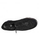 Chaussure avec fermetures èclair et semelle amovible pour femmes en daim et daim imprimé lamé noir talon compensé 3 - Pointures disponibles:  32