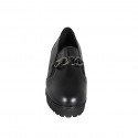 Woman's highfronted shoe with elastics, chain and removable insole in black leather heel 5 - Available sizes:  42, 44