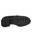 Woman's highfronted shoe with elastics, chain and removable insole in black leather heel 5 - Available sizes:  42, 44