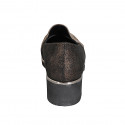 Mocassin pour femmes avec elastiques et semelle amovible en daim beige et lamé laiton talon compensé 4 - Pointures disponibles:  42, 43, 44