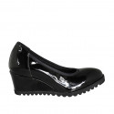 Decolté da donna con plantare estraibile in vernice nera zeppa 5 - Misure disponibili: 31, 32, 43
