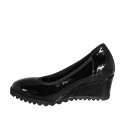 Zapato para mujer con plantilla extraible en charol negro cuña 5 - Tallas disponibles:  31, 32