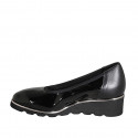 Decolté da donna con plantare estraibile in vernice e pelle nera zeppa 4 - Misure disponibili: 34, 43