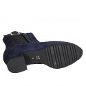 Woman's ankle boot with removable insole, buckle, elastic and zipper in blue suede and laminated suede heel 3 - Available sizes:  32, 42