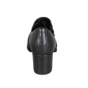 Woman's highfronted shoe with elastic band, zipper and removable insole in black leather heel 6 - Available sizes:  43