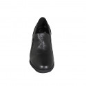 Woman's highfronted shoe with elastic band, zipper and removable insole in black leather heel 6 - Available sizes:  43
