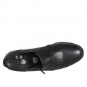Woman's highfronted shoe with elastic band, zipper and removable insole in black leather heel 6 - Available sizes:  43