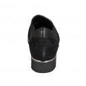 Woman's mocassin with elastic bands and removable insole in black and brass-colored laminated suede wedge heel 3 - Available sizes:  32