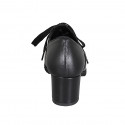 Zapato Oxford con cordones, elasticos y plantilla extraible para mujer en piel negra tacon 5 - Tallas disponibles:  31, 42, 43
