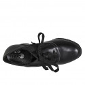 Scarpa Oxford stringata da donna in pelle nera con elastici e plantare estraibile tacco 5 - Misure disponibili: 31, 42, 43
