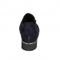 Chaussure avec fermetures èclair et semelle amovible pour femmes en daim et daim imprimé lamé bleu talon compensé 3 - Pointures disponibles:  42