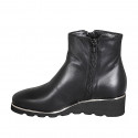 Bottines pour femmes en cuir noir avec fermetures éclair et semelle amovible talon compensé 4 - Pointures disponibles:  33, 42, 43