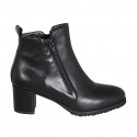 Woman's ankle boot in black leather with zippers and removable insole heel 6 - Available sizes:  45