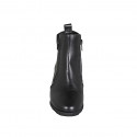 Woman's ankle boot in black leather with zippers and removable insole heel 6 - Available sizes:  45