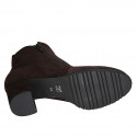 Woman's ankle boot with removable insole and zippers in brown suede heel 6 - Available sizes:  32, 43, 44, 45