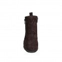 Woman's ankle boot with removable insole and zippers in brown suede heel 6 - Available sizes:  32, 43, 44, 45