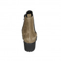 Woman's ankle boot with removable insole, elastic and zipper in green suede heel 5 - Available sizes:  33, 34, 43, 44, 45