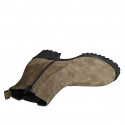 Woman's ankle boot with removable insole, elastic and zipper in green suede heel 5 - Available sizes:  33, 34, 43, 44, 45