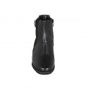 Bottines pour femmes avec semelle amovible, boucle, elastique et fermeture éclair en cuir noir et cuir lamé charbon talon 3 - Pointures disponibles:  31, 32, 42, 45