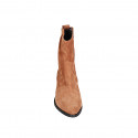 Bottines texanes pour femmes avec fermeture éclair en daim cognac talon 4 - Pointures disponibles:  32, 35, 43, 46