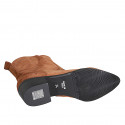 Bottines texanes pour femmes avec fermeture éclair en daim cognac talon 4 - Pointures disponibles:  32, 35, 43, 46