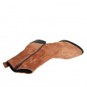 Woman's Texan ankle boot with zipper in cognac brown suede heel 4 - Available sizes:  32, 35, 43, 46