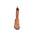 Bottines texanes hautes pour femmes en daim cognac avec élastiques talon 4 - Pointures disponibles:  32, 33, 34, 42, 43, 46, 47