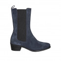 Botines tejanos altos para mujer en gamuza azul con elasticos tacon 4 - Tallas disponibles:  43