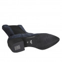 Botines tejanos altos para mujer en gamuza azul con elasticos tacon 4 - Tallas disponibles:  43