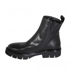 Botin para mujer con cremallera en piel negra con tacon 3 - Tallas disponibles:  32, 33, 35, 45 2