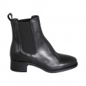 Woman's ankle boot with elastic bands in black leather with heel 4 - Available sizes:  32, 42, 45