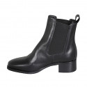 Woman's ankle boot with elastic bands in black leather with heel 4 - Available sizes:  32, 42, 45