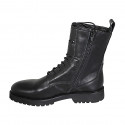 Bottines pour femmes à lacets avec fermeture éclair et velcro en cuir noir talon 3 - Pointures disponibles:  32, 34, 35, 43, 45, 46